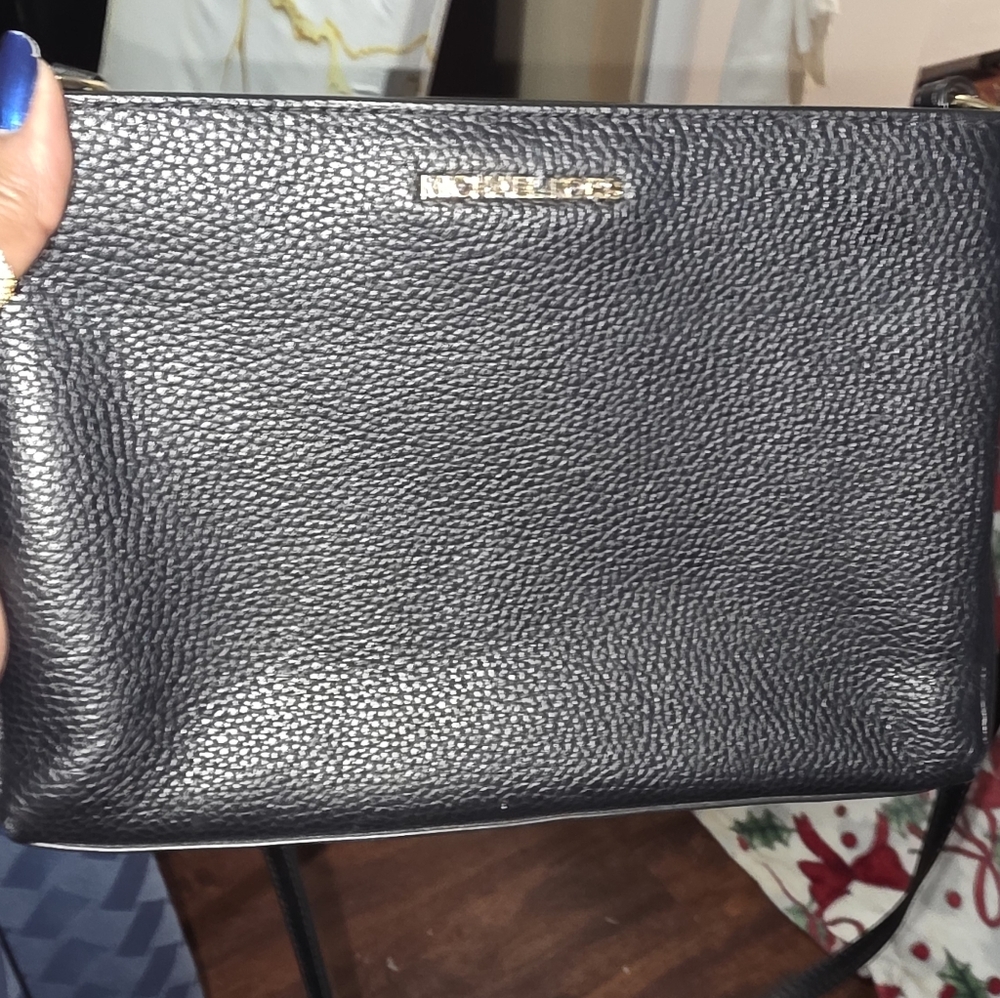 Michael Kors Black Pebbled Leather Messenger Bag
